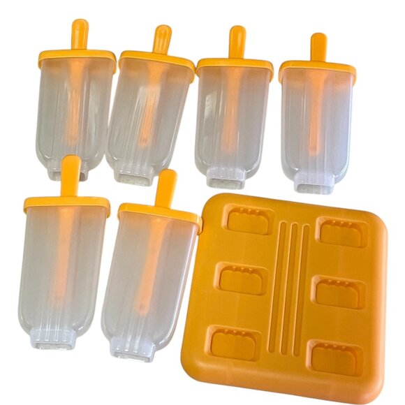 Popsicle Molds Ice Pop Molds Makers With Sticks 6 Pack Reusable Groovy Orange - Picture 6 of 6